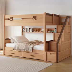 <span class=keywords><strong>Lit</strong></span> superposé moderne en bois massif avec escalier et <span class=keywords><strong>rangement</strong></span>, idéal pour chambre de garçon, salon, école ou hôpital - Offre Spéciale - Product Image 6