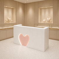 Comptoir de caisse personnalisé avec éclairage LED, bureau de caisse pour le commerce de détail, durable, facile à nettoyer, mobilier de réception pour magasin