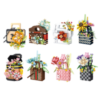 Ensembles de blocs de construction en forme de fleurs, plante en pot avec boîte cadeau, ensembles de briques MOC, ensembles DIY pour enfants, jouets éducatifs pour enfants P1073-1080