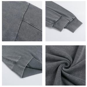 TKAN425D Sudadera Personalizada para Hombre, Bordada, Estilo Urbano de Invierno, Talla Grande, Holgada, 100% Algodón, Lavado Vintage, Cuello Redondo - Product Image 3