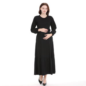 Abito Lungo Premaman Traspirante ed Ecologico per <span class=keywords><strong>Allattamento</strong></span> con Maniche Lunghe e Cintura Annodabile per Donne - Product Image 3