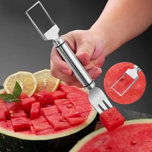2026 New Arrival Dual Head Stainless Steel 2-in-1 Fruit <b>Cutter</b> & Watermelon Fork Slicer Knife Home Kitchen Gadget - Product Image 5