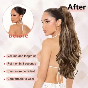 Extensiones de Cola de Caballo de Acero Inoxidable Sintético, 22 Pulgadas de Largo, Onduladas, con Clip, Duraderas y Reutilizables para Mujeres y Niñas - Product Image 3