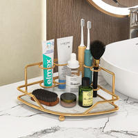 Rak Penyimpanan Kosmetik Dinding Kamar Mandi Dua Tingkat Tipe Berdiri, Organizer Makeup, Baki Rias