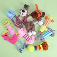 Jouet sonore en peluche pour chien et chat, résistant aux morsures, pour la dentition, auto-entretenant, anti-ennui, avec balle et corde, modèle pour animaux de compagnie, pour l'exportation
