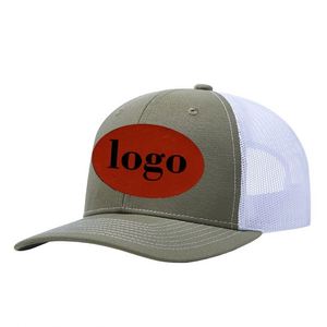 Casquette Trucker 112 en Coton Sergé Vert de Haute Qualité pour Hommes, avec Logo en Cuir et Maille, Certifiée BSCI - Product Image 3