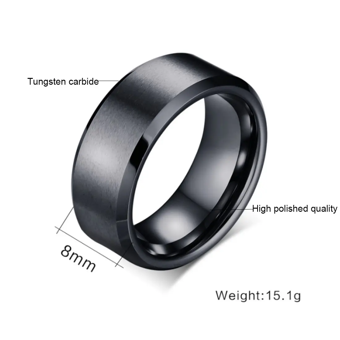 Cincin Pernikahan Tungsten Carbide klasik untuk pria, pusat beralur warna hitam, perak, emas, biru, coklat, merah, dan ungu