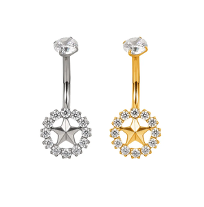 Anneau de nombril en titane G23 de haute qualité, serti d'un zircon cubique étoile taille Asscher, bijou punk pour fiançailles et mariages - Product Image 1