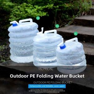 Seau pliable en PE avec logo imprimé UV personnalisé, qualité alimentaire, portable pour l'extérieur, le camping, le stockage d'eau - Product Image 4