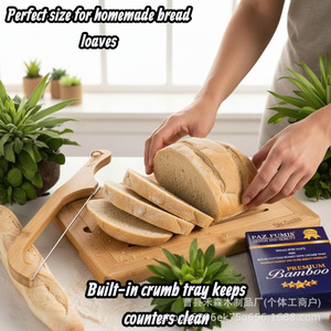 Wooden <b>Bread</b> <b>Knife</b> With Breadcrumb Tray Rectangle Cutting Board Kitchen <b>Bread</b> Slicing Tool Easy To Clean - Product Image 3