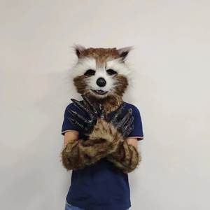 Máscara de <span class=keywords><strong>mapache</strong></span> de látex con piel recargable disfraz de Halloween para bodas y fiestas de Navidad casco de Cosplay de animales - Product Image 3