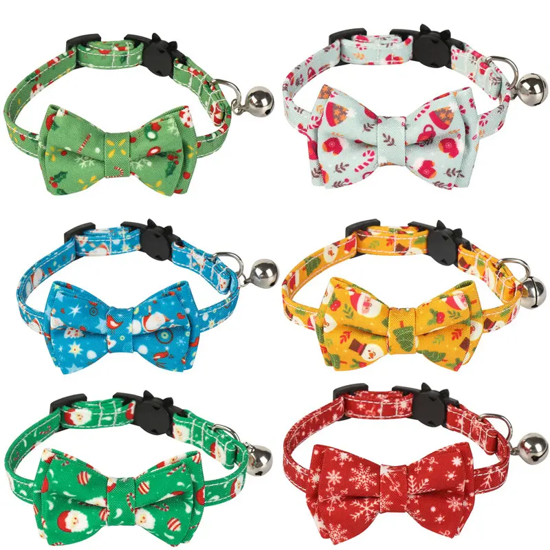 Christmas Cat Collar With Bell Pet Dog Collar Adjustable Puppy Dogs Cat Leash Pet Products