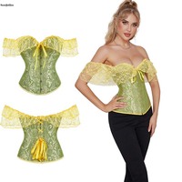 Corset amincissant vintage respirant pour femme grande taille avec dentelle, manches dénudées et string