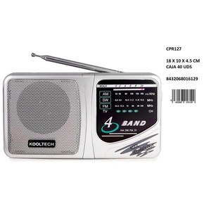 Kooltech 4 band วิทยุ FM แบบพกพา AM SW พร้อมจอแสดงผล LCD และลำโพงในตัววัสดุพลาสติก - Product Image 1