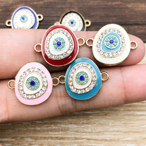 Pendentif œil porte-bonheur ovale en zircone cubique, accessoire de bijouterie DIY pour projets créatifs - Product Image 2