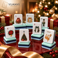 Jeu de Mahjong Américain de Noël, 166 tuiles, jeu de Mahjong de fête en acrylique à 3 couches avec chiffres arabes, jeu de table occidental
