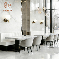 Ensemble de chaises et table de restaurant en marbre courbé, durable, pour café, hôtel, usage commercial moderne et luxueux