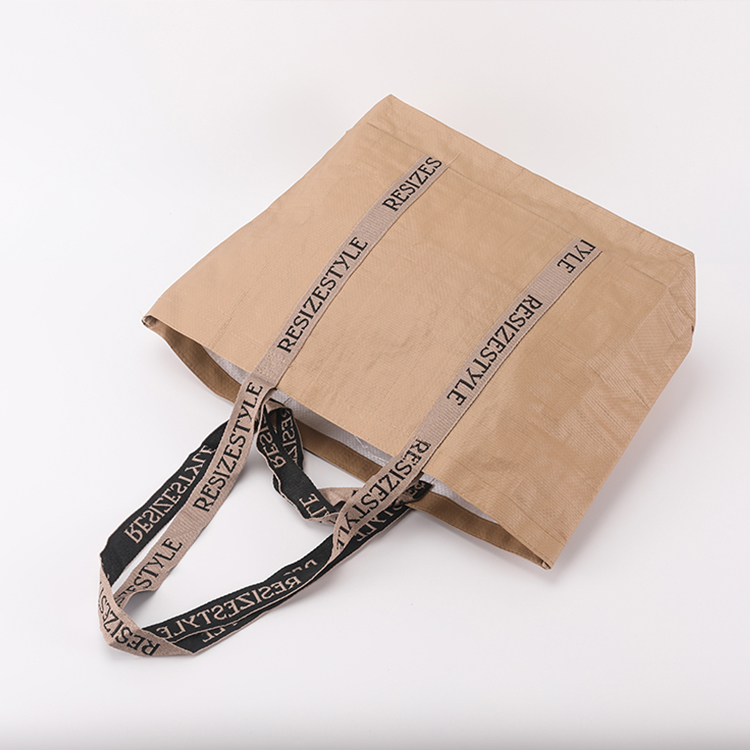 Wholesale Custom Logo Reusable Morandi color pp woven bag foldable shopping bag with inner pocket
