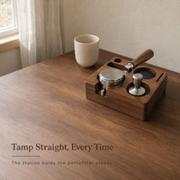 Station de tassage pour expresso en bois de noyer, support pour tamper à café, support pour porte-filtre, organisateur d'accessoires pour barista