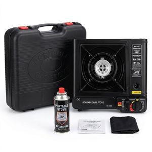 Réchaud à butane portable certifié CE 2,1 kW avec étui rigide, brûleur unique coupe-vent pour pique-nique, barbecue et situations d'urgence - Product Image 1