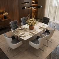 Table en pierre frittée aspect marbre, haute dureté, résistante aux chocs, ensemble de salle à manger moderne pour appartement, vendable