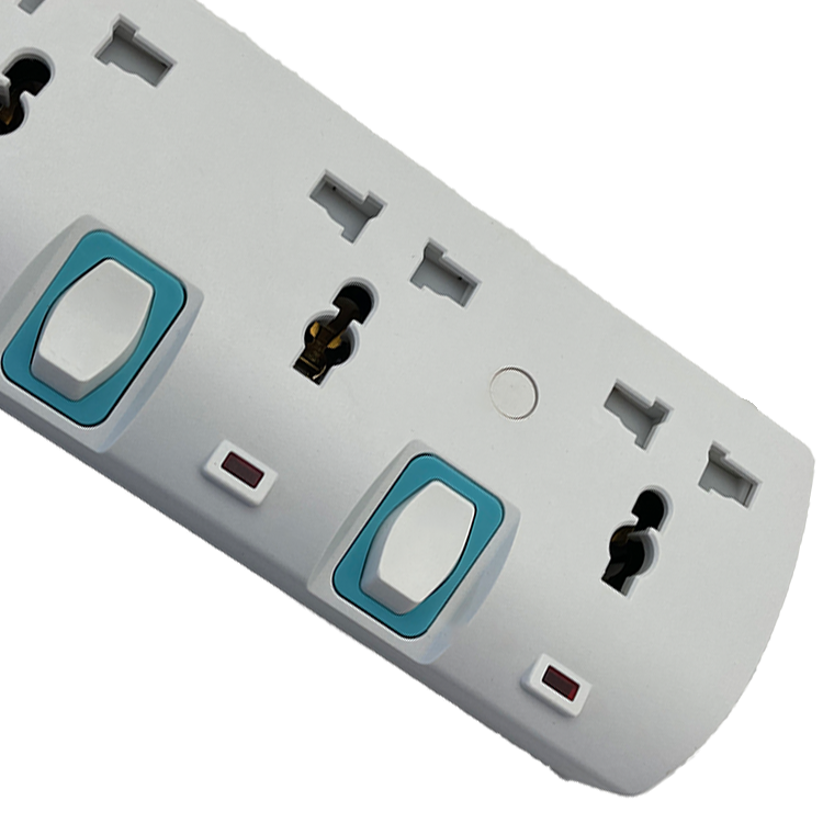 Fashion Design Multi-switch 4-Pin Universal Socket Travel 15A/16A Power Strip Surge Protector Extension Socket