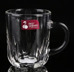 Red Cherry 235ml Hersteller Großhandel mit Griff Transparente Haushalts wasser Saft Tee tasse Glas Bierkrüge