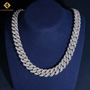 Collar de Moda Hip Hop con Cadena Cubana Miami de 16 mm, Plata de Ley S925 con Incrustaciones de Luna Creciente y Moissanita Brillante, Precio de Fábrica Económico - Product Image 5