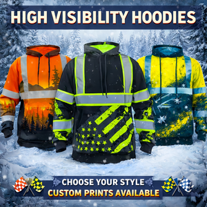 ANSI Classe 3 Oi Vis Reflexivo Segurança Hoodie Bandeira Americana Workwear Pullover Camisola Poliéster Quente Alta Visibilidade Hoodie - Product Image 2