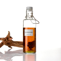 Bouteille en verre de haute qualité pour boisson, bière, jus, ronde, 600 ml, 1000 ml, avec bouchon à bascule
