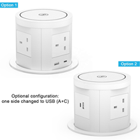 Centro de alimentación emergente de alta resistencia 7 en 1 con base inalámbrica de 15W, 4 tomas de corriente, puertos USB-A y USB-C PD de 20W, y toma de corriente de mesa de 120mm para cocina