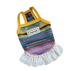 Vestito estivo senza maniche con rifiniture in pizzo piccolo di medie dimensioni cane gatto vestito senza maniche - Product Image 5