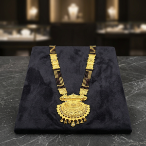 Venta al por mayor 24K Micro Gold AD Stone Long Mangalsutra, joyería de boda india tradicional, formando AD Stone Big Pendant Mangalsutra - Product Image 2