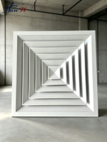 Diffuseur d'air carré 4 voies en aluminium moderne à lamelles pour ventilation extérieure, installation facile, entrepôt - Grande Vente