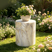Nouveauté : Tabouret en céramique pour jardin intérieur/extérieur, finition marbre, table d'appoint en céramique, tabouret tambour en céramique