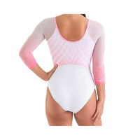 Body Spandex rose pour filles Combinaison de danse de scène en strass pour les compétitions et les performances Tenue de gymnastique rythmique