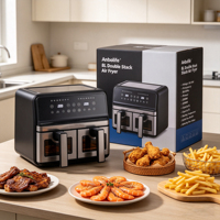 Freidora de Aire de Doble Capacidad Anbolife 8L con Ventanas Visibles, Electrodoméstico de Cocina Saludable y No Tóxico, Suministro al por Mayor OEM, Personalizable