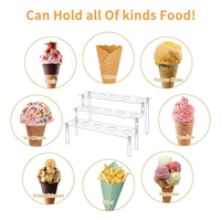 Porte-crème glacée à cupcake en acrylique à 3 niveaux à 15 trous personnalisé présentoir à cône gaufré moderne écologique pour buffets de fête faits à la main