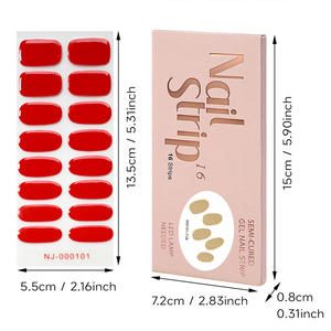 16 embouts de gel semi-durci pour ongles, couleur unie, adhésif, imperméable, vernis gel longue durée, autocollants pour ongles, kits pour lampe UV - Product Image 6