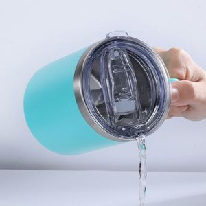 Open Top Wide Mouth Stainless Steel Double Wall Vacuum Mug Wide Mouth Straight <b>Drink</b> Cup With Handle for Office Daily Use - Product Image 2