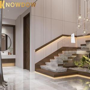 KNOWDOW Escaleras interiores de lujo modernas Escaleras flotantes de madera maciza Villas y lofts Material de acero y vidrio Madera Mármol Piedra <span class=keywords><strong>Masion</strong></span> - Product Image 5