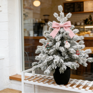 Sapin de Noël artificiel floqué de haute qualité, <span class=keywords><strong>personnalisé</strong></span>, écologique, en pot de petite taille, multicolore, à piles - Product Image 5