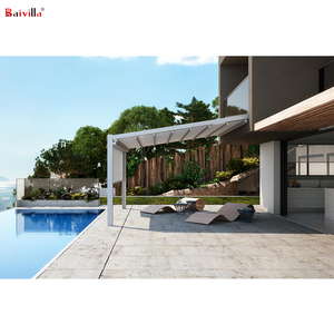 Prefabricada blanco de perfil de aluminio pérgola con proyección tejidos <span class=keywords><strong>techo</strong></span> para Patio al aire libre - Product Image 4