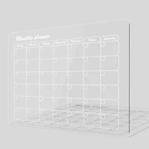 Planificateur de repas hebdomadaire en acrylique transparent pour la maison Tableau effaçable à sec en acrylique magnétique Calendrier acrylique personnalisé pour réfrigérateur