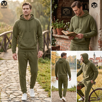 Setelan Olahraga Hoodie dan Celana Panjang Bahan Terry Prancis 100% Katun 450GSM, Custom Grosir, Heavyweight, Pria, Cuci Asam, Kasual