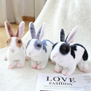 Personalizado nuevo peluche conejo de Pascua de peluche animal de peluche suave juguete de dibujos animados conejito de peluche blanco gris simulación conejo de juguete - Product Image 5