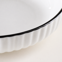 Lot de Plats Creux en Céramique de 18 cm et 20,5 cm (7 et 8 Pouces) en Porcelaine avec Bord Noir pour Hôtels et Restaurants – Vaisselle Professionnelle en Gros