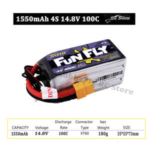 Batterie Lipo <span class=keywords><strong>TATTU</strong></span> <span class=keywords><strong>FUNFLY</strong></span> 1300mAh 1550mAh 1800mAh 3S <span class=keywords><strong>4S</strong></span> 6S 11.1V 14.8V 22.2V 100C avec connecteur XT60 pour drone FPV taille 250 230 210 180 - Product Image 4