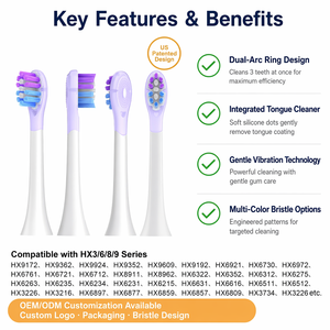 Têtes de <span class=keywords><strong>brosse</strong></span> de rechange pour <span class=keywords><strong>brosse</strong></span> à <span class=keywords><strong>dents</strong></span> électrique sonique OEM avec poils souples DuPont, absorbant les chocs, compatibles avec les modèles Phili - Product Image 5