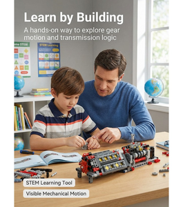 Bloques <span class=keywords><strong>de</strong></span> Construcción Educativos para Niños, Ladrillos Mecánicos, Engranajes <span class=keywords><strong>de</strong></span> Transmisión, Motor <span class=keywords><strong>V16</strong></span>, <span class=keywords><strong>Caja</strong></span> <span class=keywords><strong>de</strong></span> Cambios Combinada, Juguete <span class=keywords><strong>de</strong></span> Plástico - Product Image 1